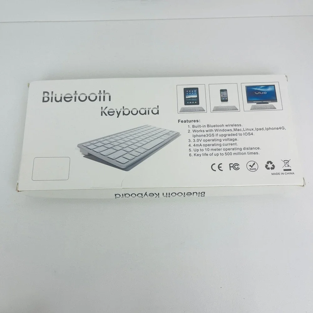 Unbranded Bluetooth Wireless Keyboard Silver White Slim Portable Universal
